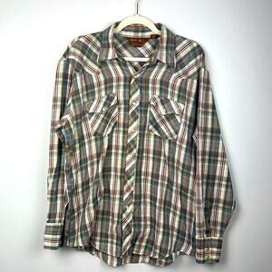 BJ-R long tail form fit vintage western style pearl snap men’s large shirt